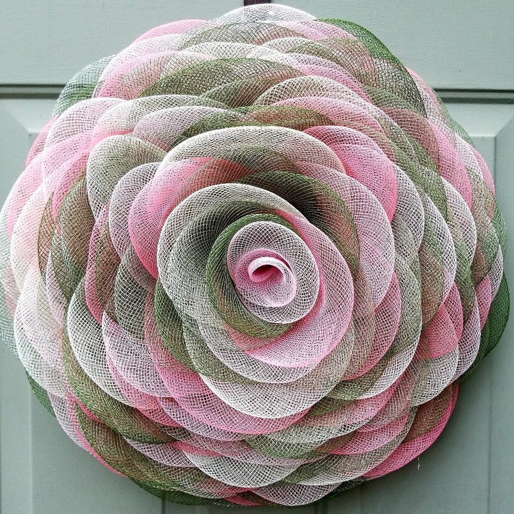 Pink, olive, cream ROSE WALL ART